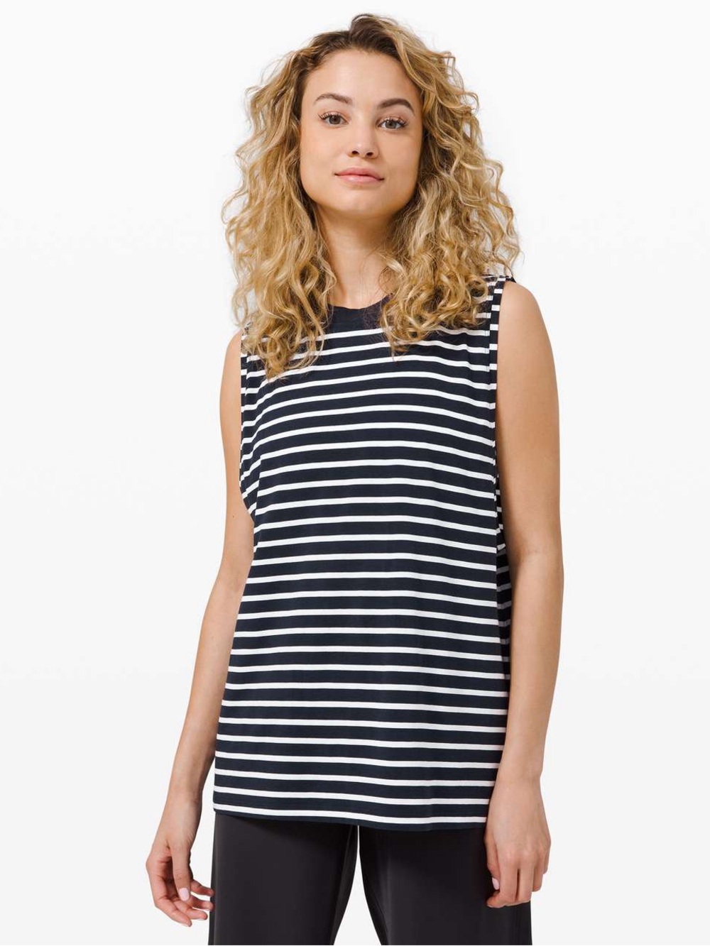Lululemon All Yours Boyfriend Tank Yachtie Stripe True Navy White Size 8